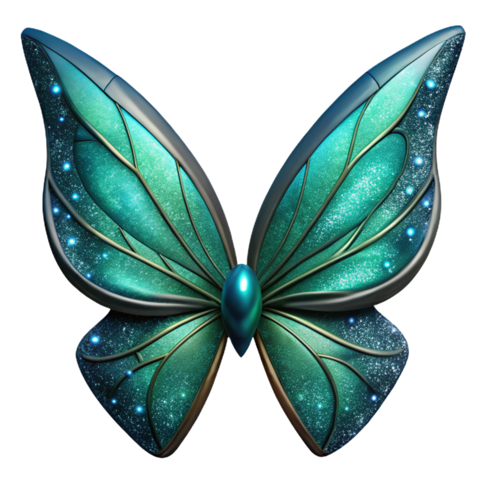 impressive modern Teal Butterfly Wing Fractal with Transparent Background high resolution png