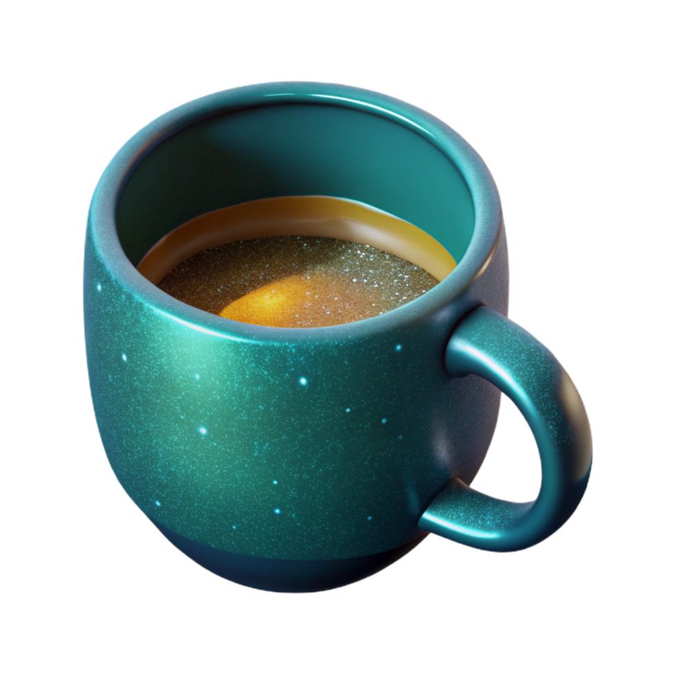 dramatic artistic Teal Coffee Mug Top View Isolated genuine png