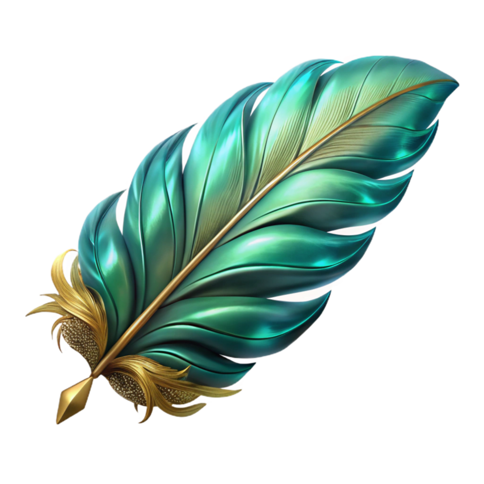 wonderful modern Teal Feather Fractal Pattern Isolated Element genuine png