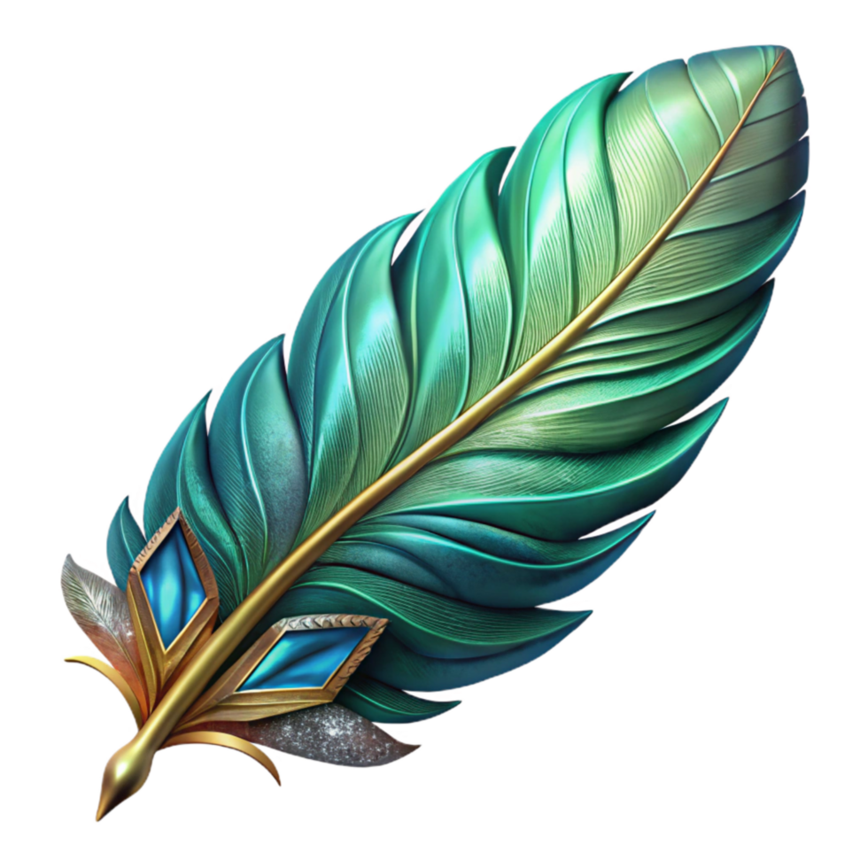 wonderful creative Teal Feather Fractal Pattern Isolated Element png
