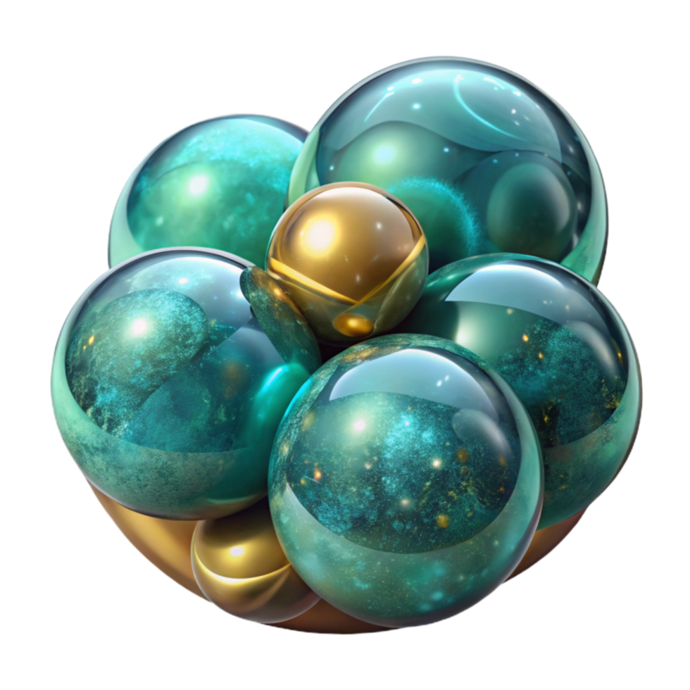 elegant artistic Teal Glass Marbles Isolated Element exclusive png