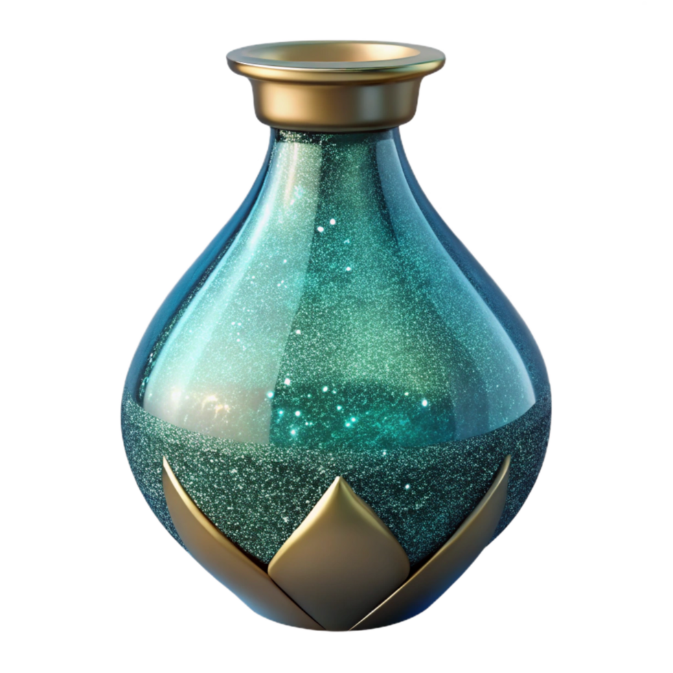elegant creative Teal Glass Vase Cutout detailed png