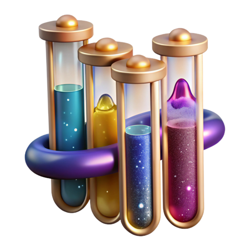 elegant classic Test Tubes Filled with Colorful Liquids Cutout original png