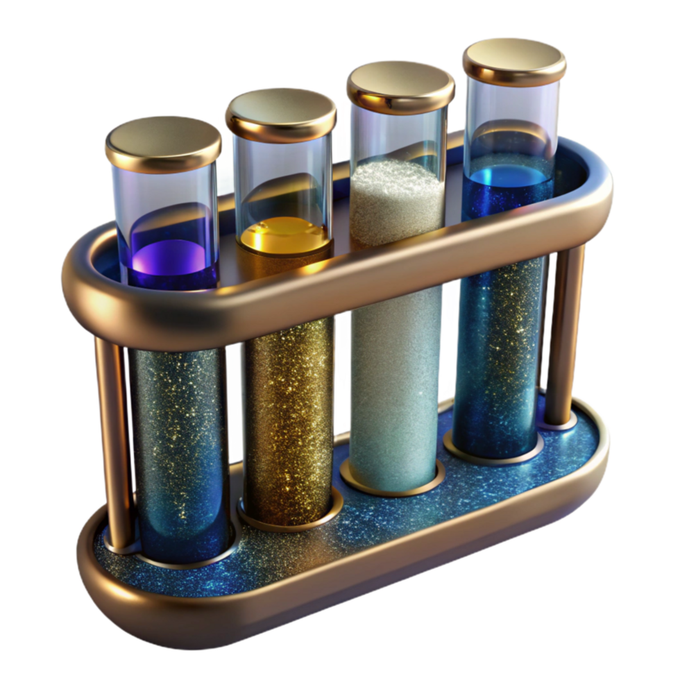 serene artistic Test Tubes in Rack Close Up Cutout Element genuine png
