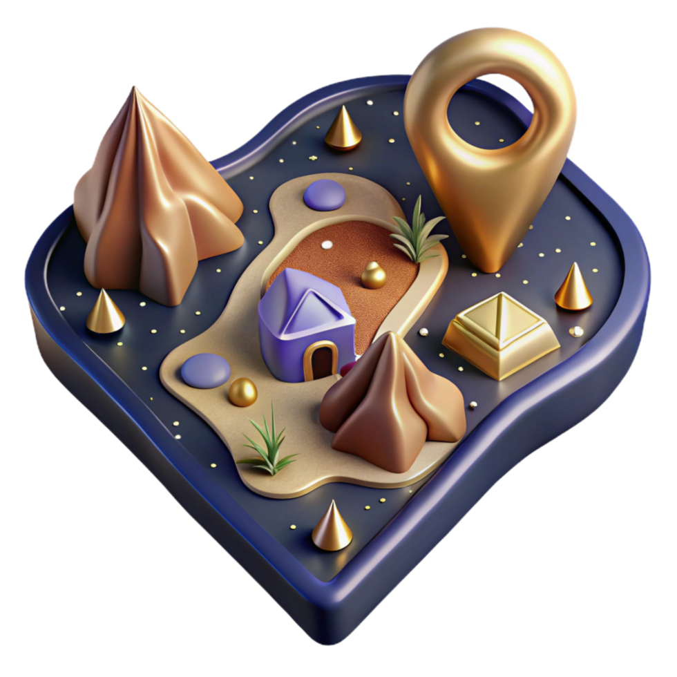 wonderful abstract Topographic Map with Camping Sites Marked Cutout Element png