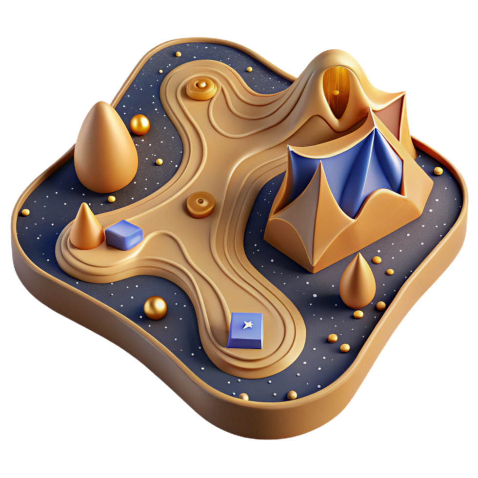 stunning contemporary Topographic Map with Camping Sites Marked Cutout Element detailed png