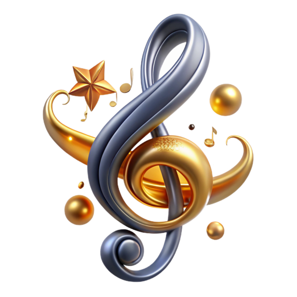 dramatic artistic Treble Clef Isolated with Decorative Flourishes Transparent Background high quality png