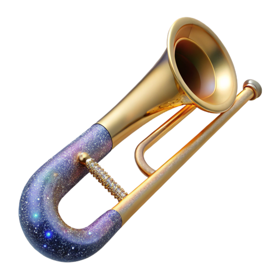 dramatic rustic Trombone Isolated with Extended Slide and Polished Finish original png