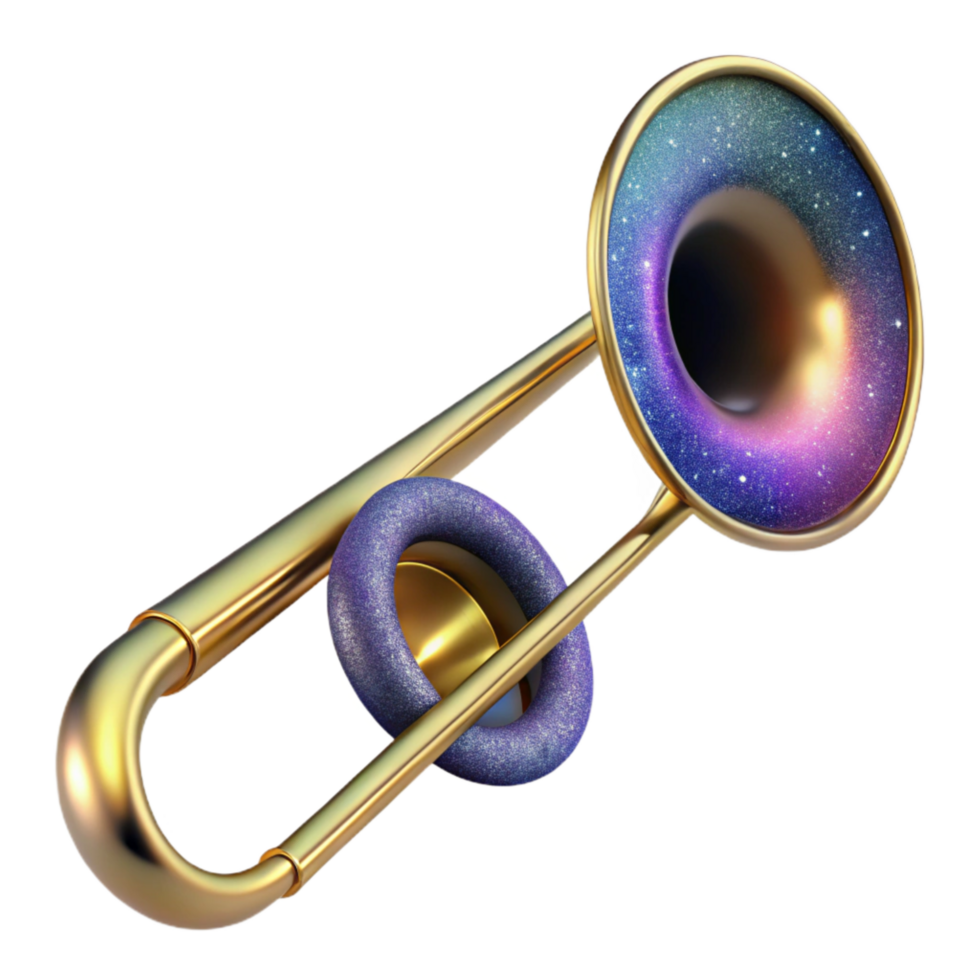 magnificent creative Trombone Isolated with Extended Slide and Polished Finish original png