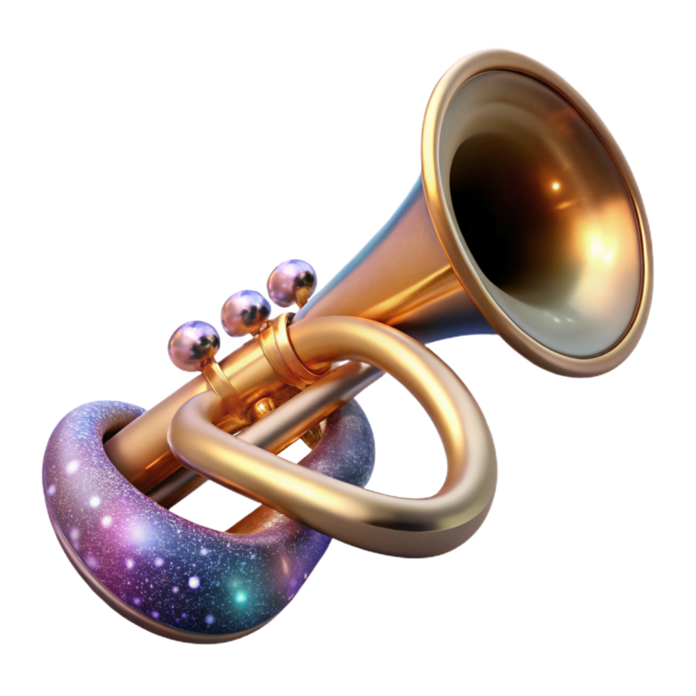 serene abstract Trumpet Isolated with Brassy Shine and Realistic Valves professional png