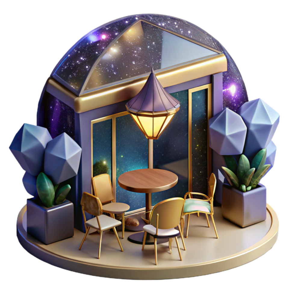 elegant creative Urban Cafe with Outdoor Seating Isolated high resolution png