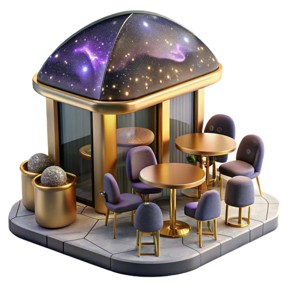elegant vintage Urban Cafe with Outdoor Seating Isolated png