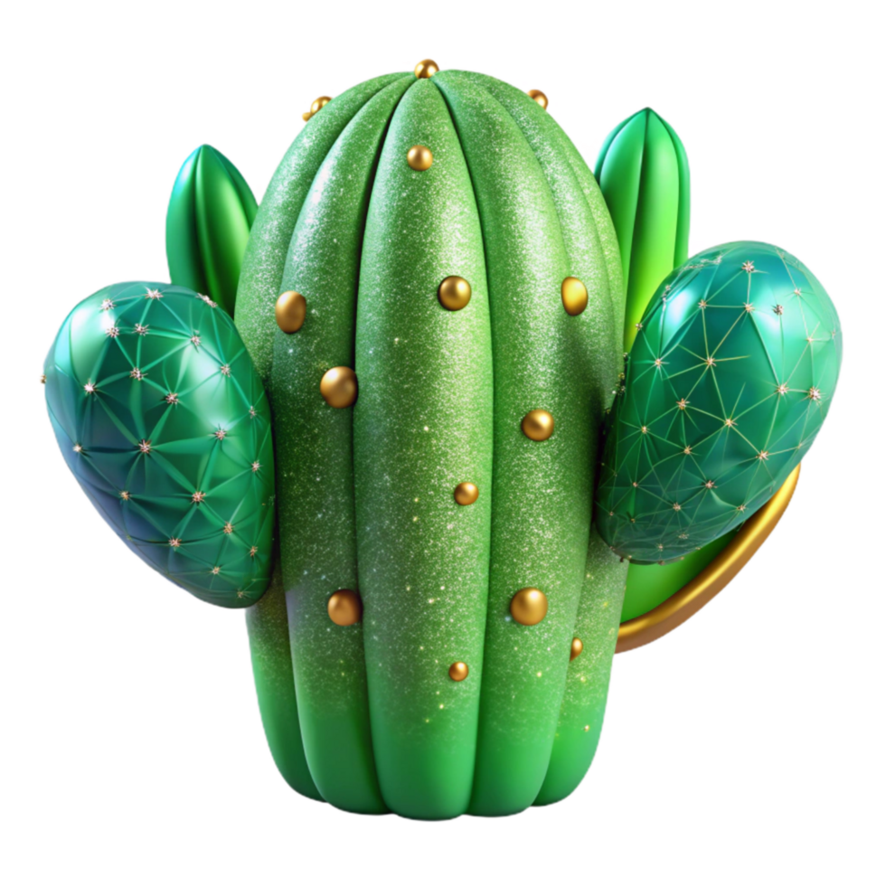 stunning modern Vibrant Green Cactus Cutout with Spines exclusive png