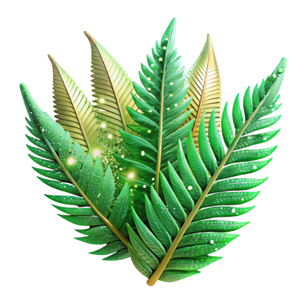 elegant vintage Vibrant Green Fern Fronds Isolated with Delicate Structure detailed png