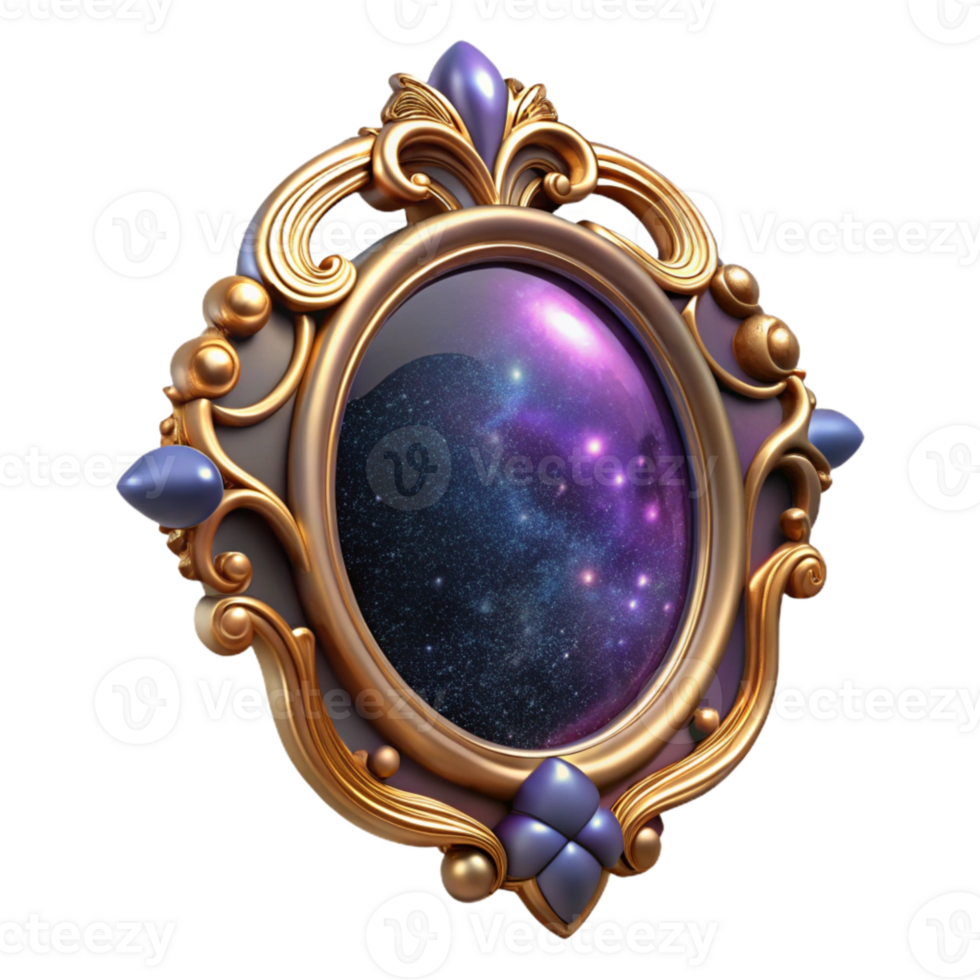 beautiful minimalist Victorian Mirror Ornate Frame Isolated authentic png