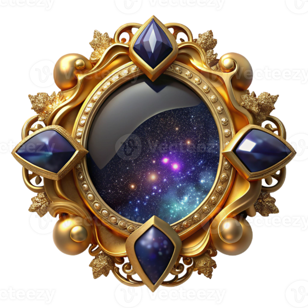 vibrant contemporary Victorian Ornate Frame Gold Color Isolated exclusive png