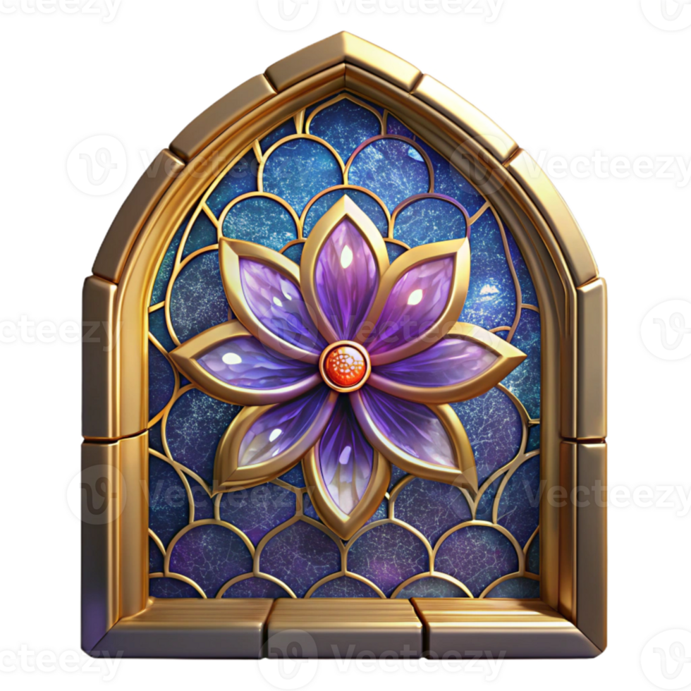 wonderful vintage Victorian Stained Glass Window Floral Motif Isolated high resolution png