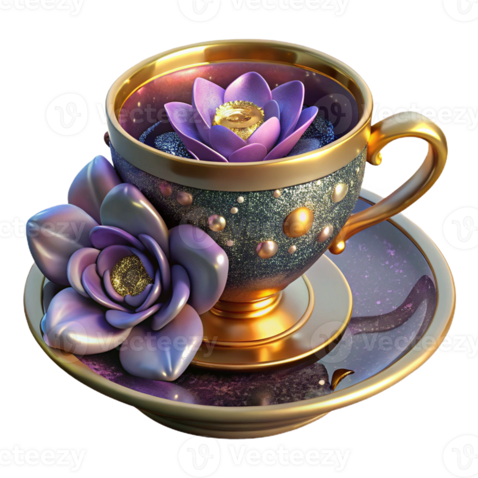 magnificent vintage Victorian Teacup and Saucer Floral Pattern Isolated authentic png