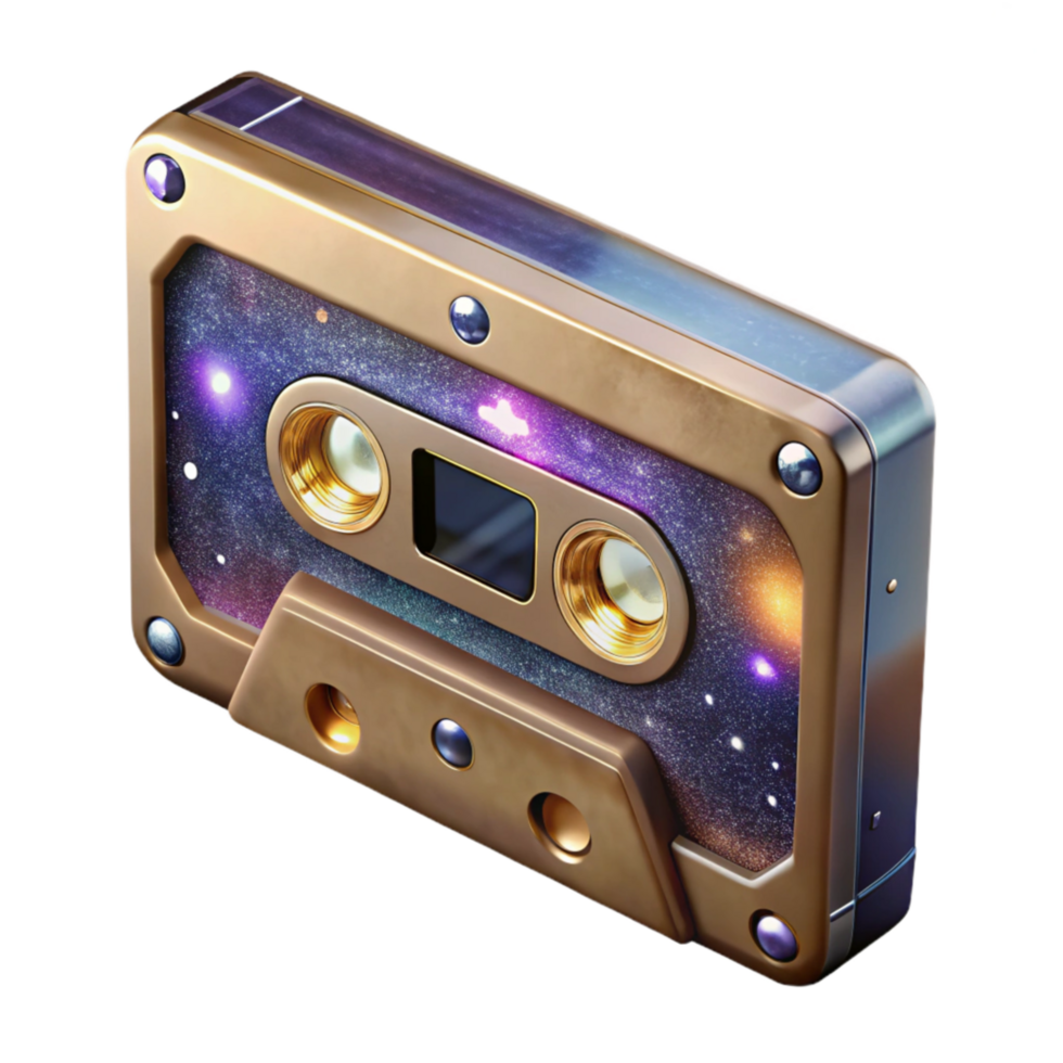 serene traditional Vintage Cassette Tape Side View Isolated authentic png