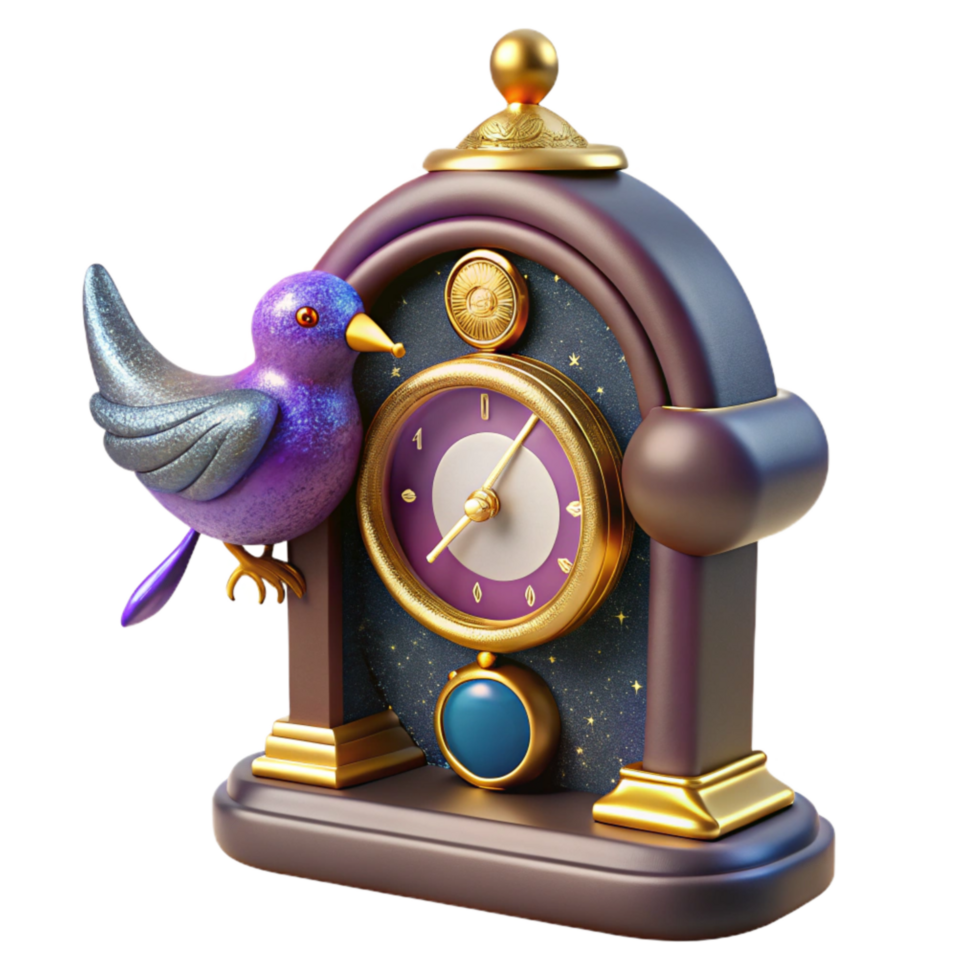 magnificent abstract Vintage Clock with Cuckoo Bird Isolated authentic png