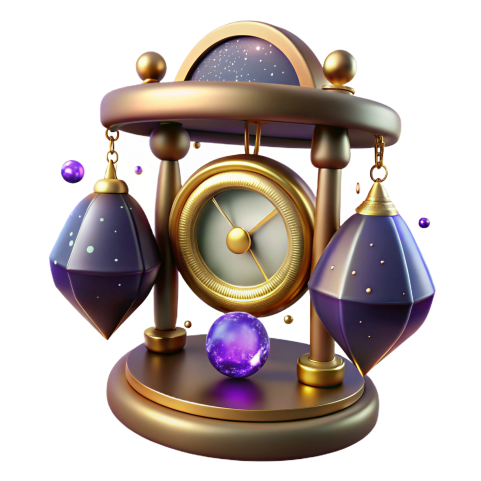 impressive classic Vintage Clock with Pendulum Swinging Isolated high quality png