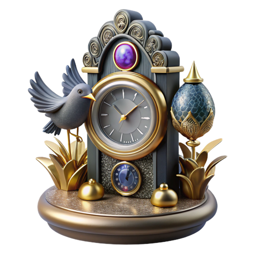 beautiful abstract Vintage Clock with Cuckoo Bird Isolated authentic png