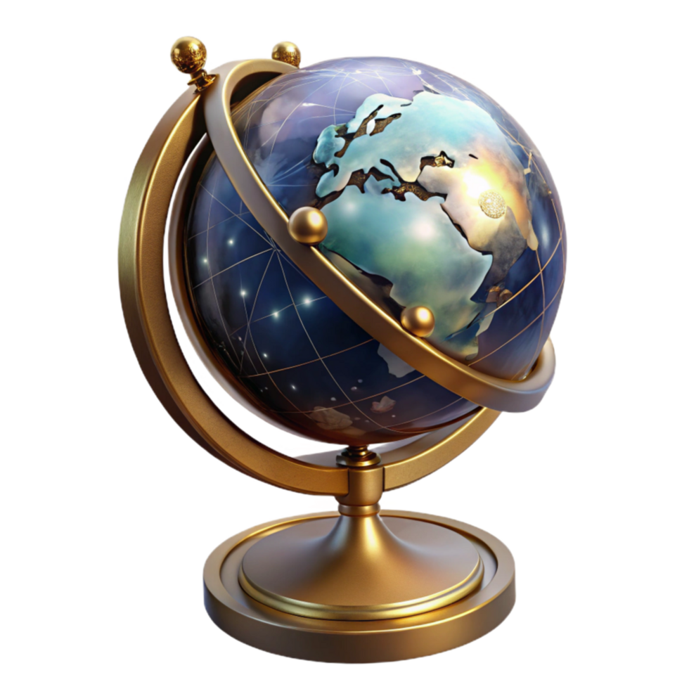 magnificent rustic Vintage Globe Detailed Cartography Transparent Background high quality png