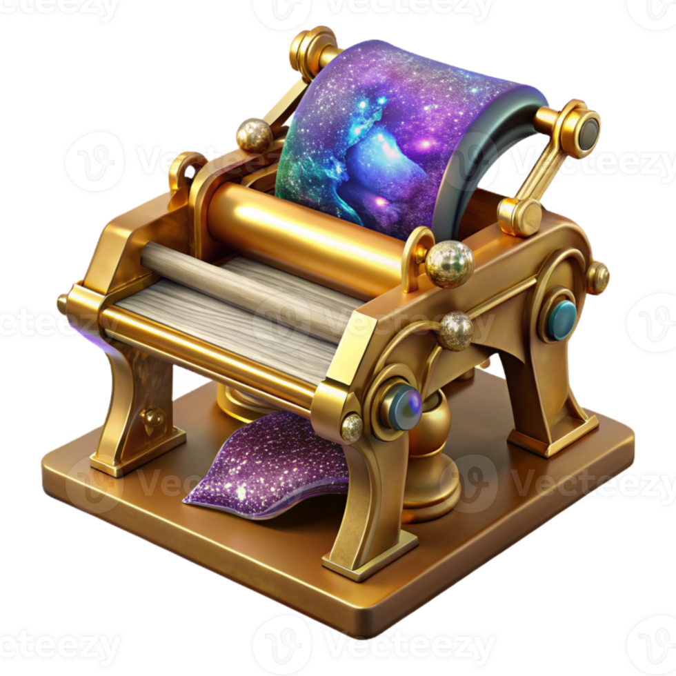 vibrant classic Vintage Printing Press Isolated Side View authentic png