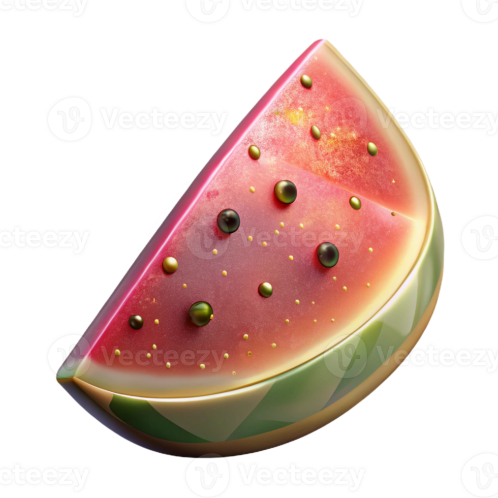 vibrant classic Watermelon Slice with Seeds and Shadow Transparent Background detailed png