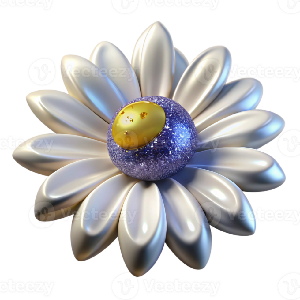 serene modern White Daisy Flower Top View Transparent Element authentic png