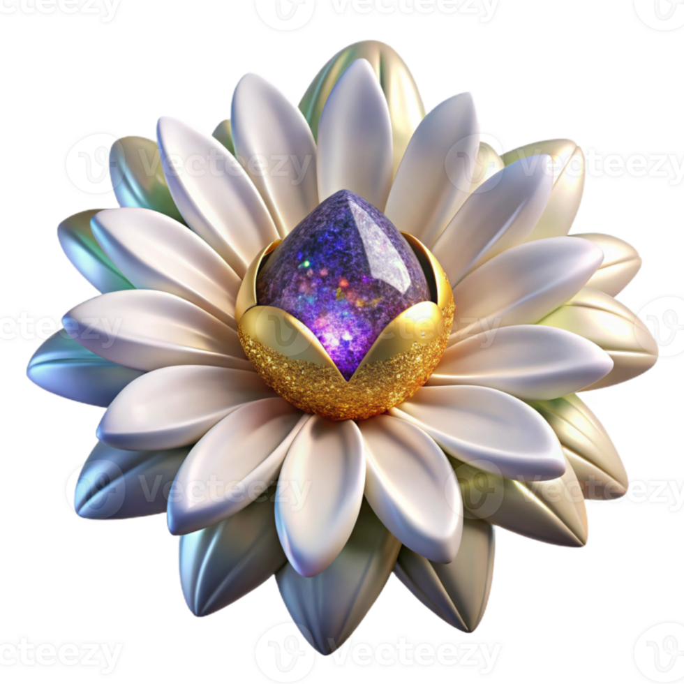 vibrant rustic White Daisy Fractal Flower Isolated authentic png