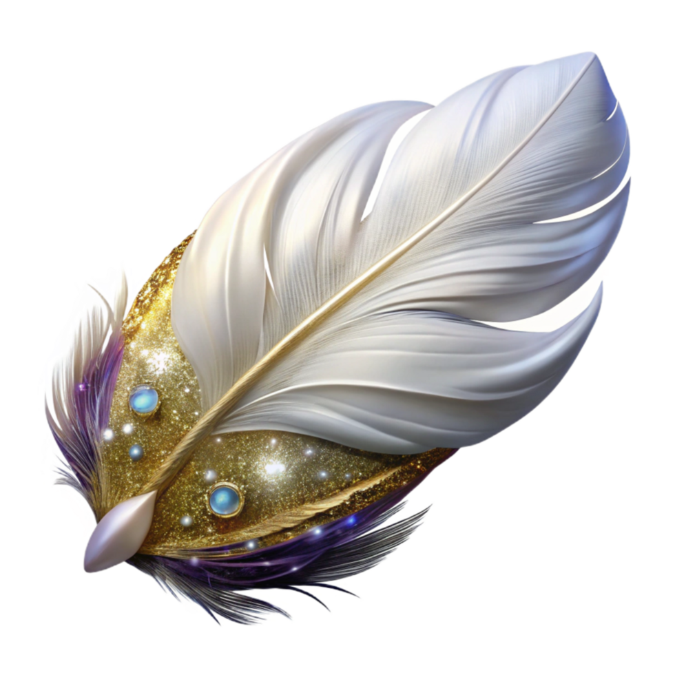 serene artistic White Feather Fractal Bird Plumage Isolated original png