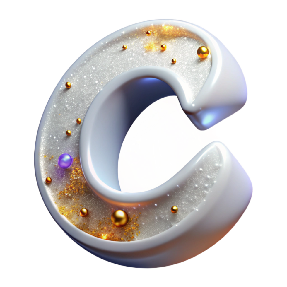 impressive abstract White Italic Letter C Cutout Transparent Background professional png