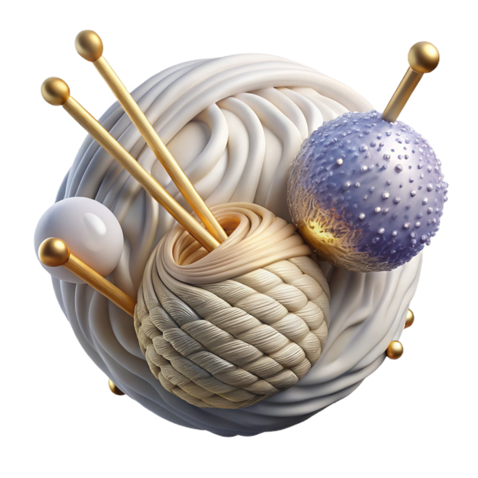 beautiful abstract White Knitting Needles and Yarn Isolated Element authentic png