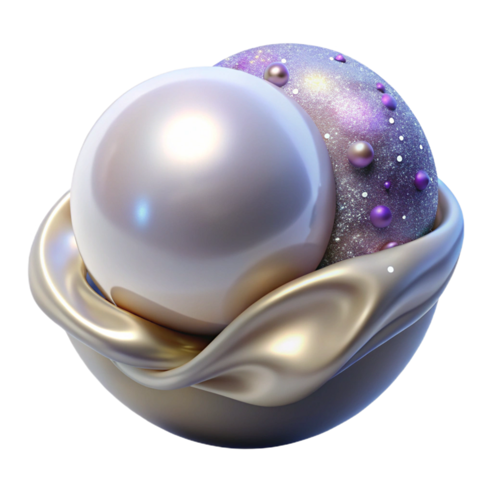 serene vintage White Pearl Close Up Isolated on Transparent Background genuine png
