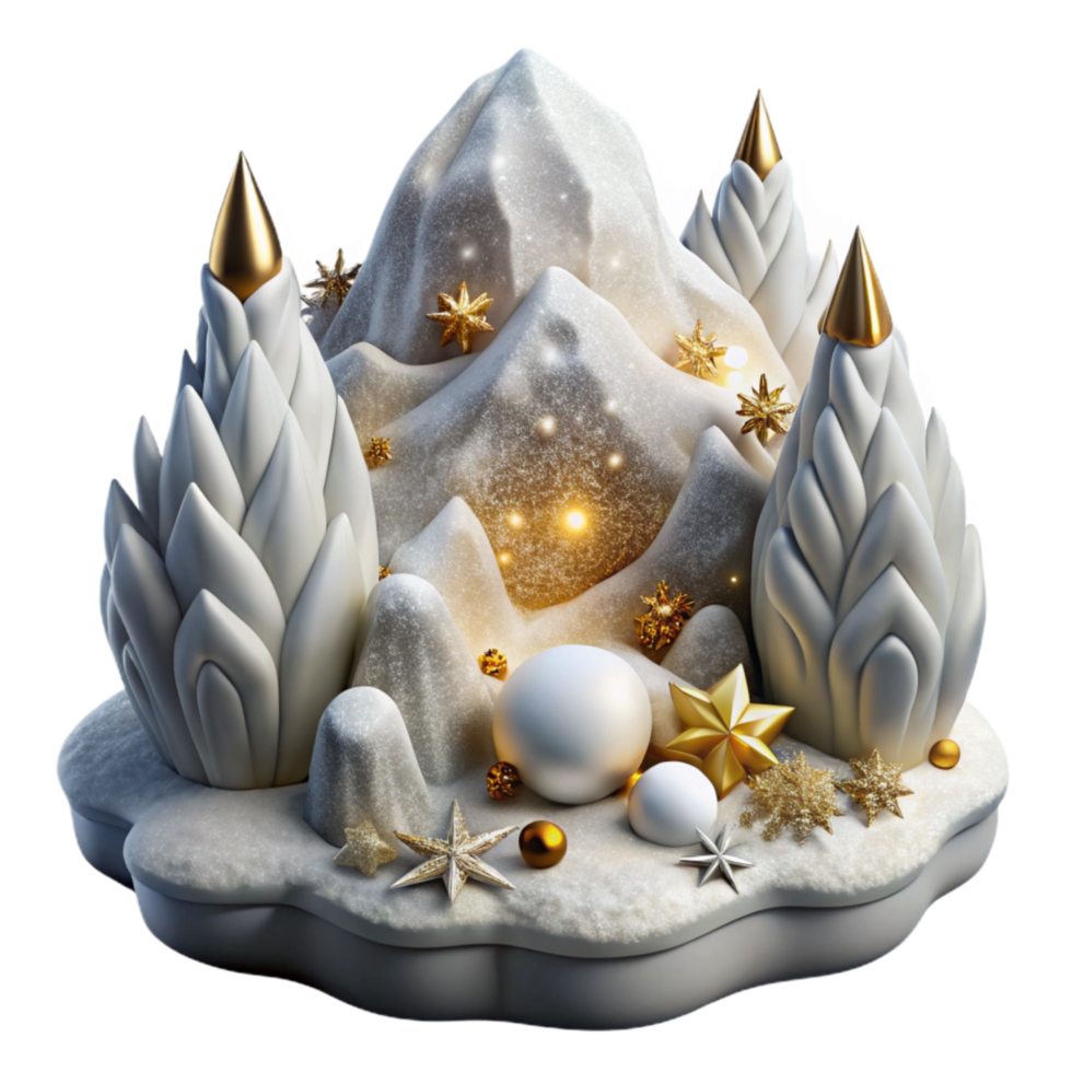 dramatic artistic White Snowdrift Fractal Winter Scene Isolated high quality png