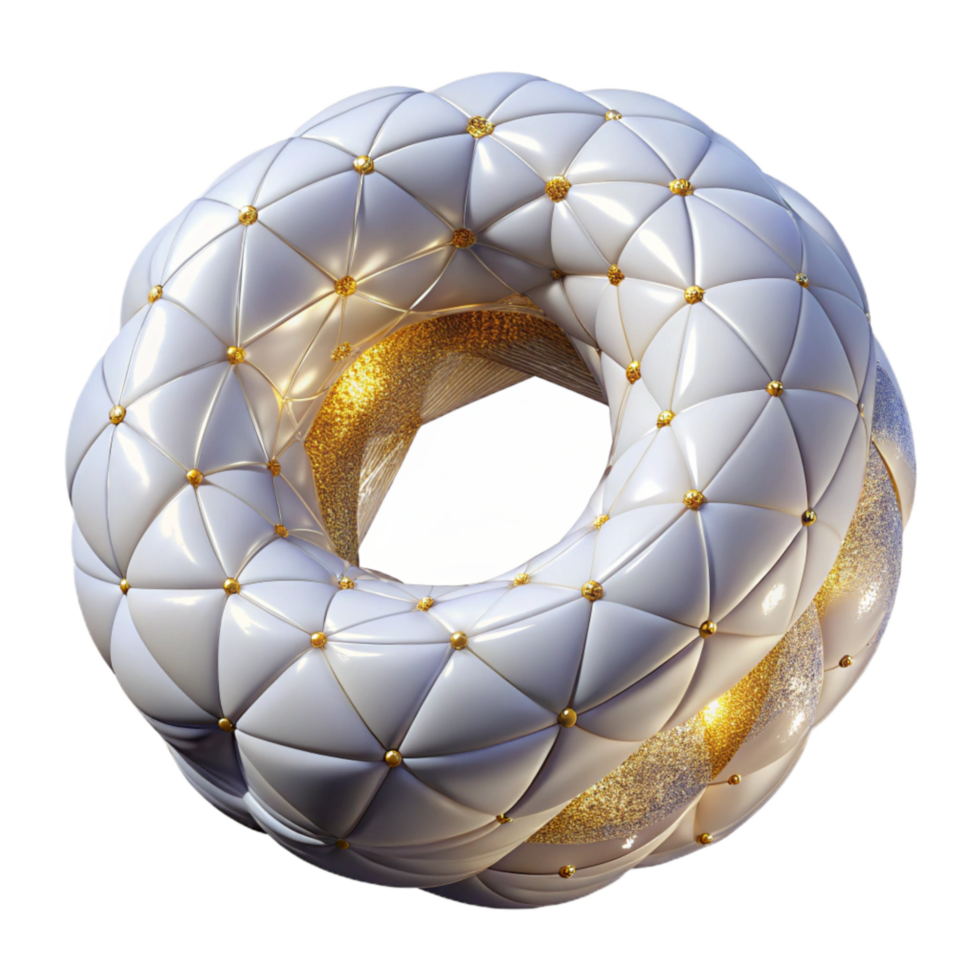 elegant modern White Wireframe Torus with Shadow Transparent Background professional png