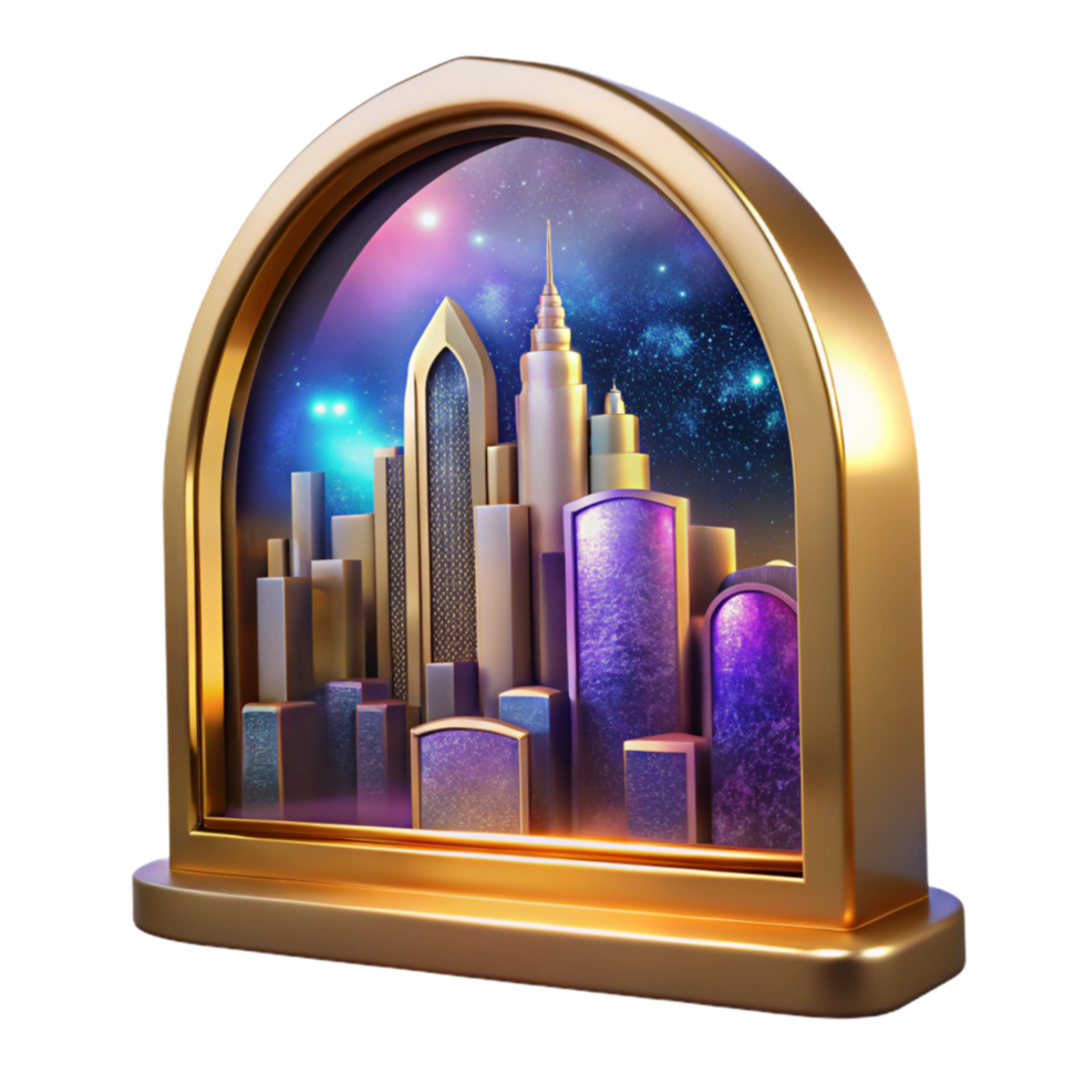 impressive creative Window Reflection Cityscape Blurred Transparent Background premium png