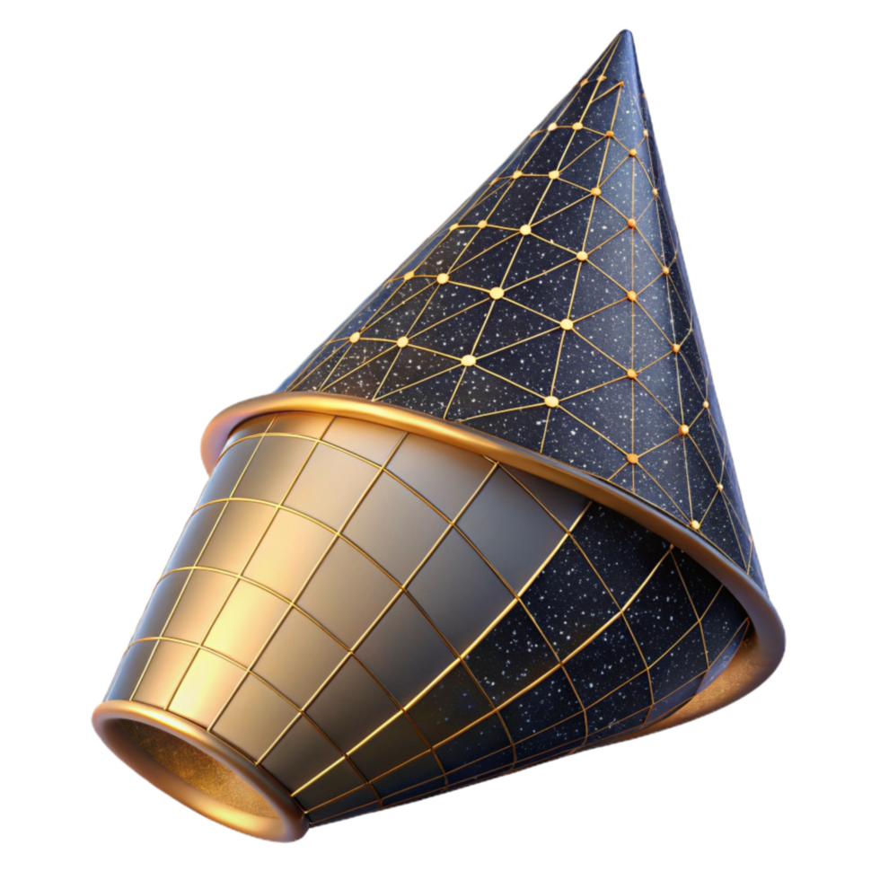 wonderful classic Wireframe Cone 3d Model Isometric View Isolated authentic png