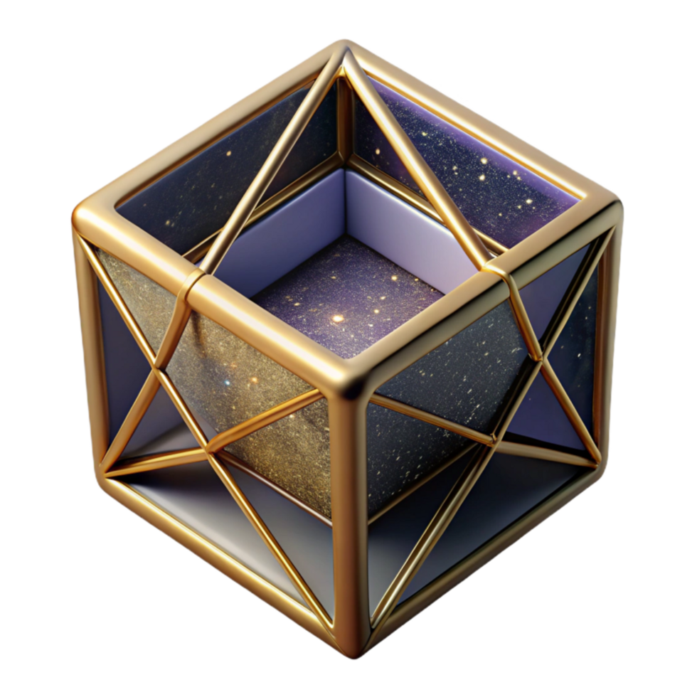 impressive creative Wireframe Cube 3d Model Perspective View Isolated premium png