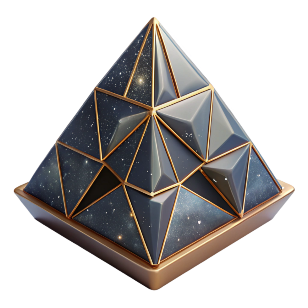wonderful minimalist Wireframe Pyramid 3d Model Isometric View Isolated high resolution png