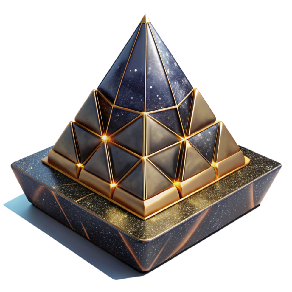 beautiful creative Wireframe Pyramid 3d Model Isometric View Isolated png