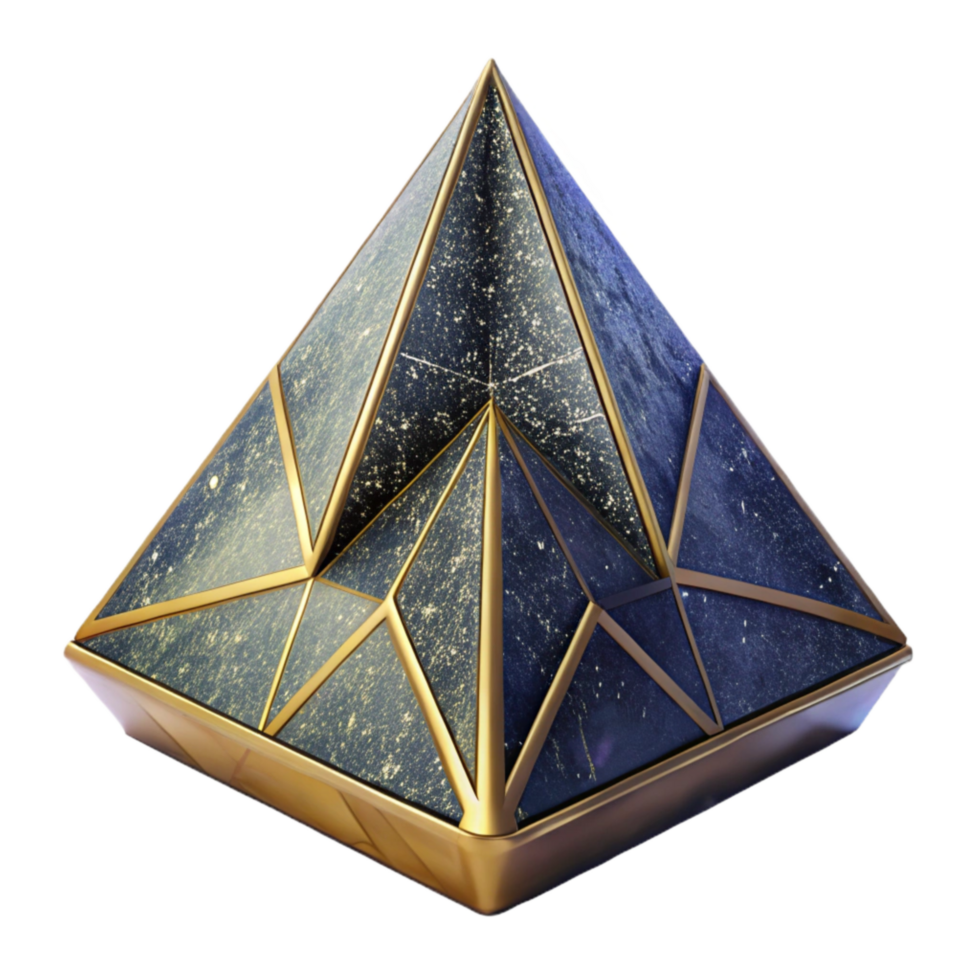 elegant classic Wireframe Pyramid 3d Model Isometric View Isolated high quality png