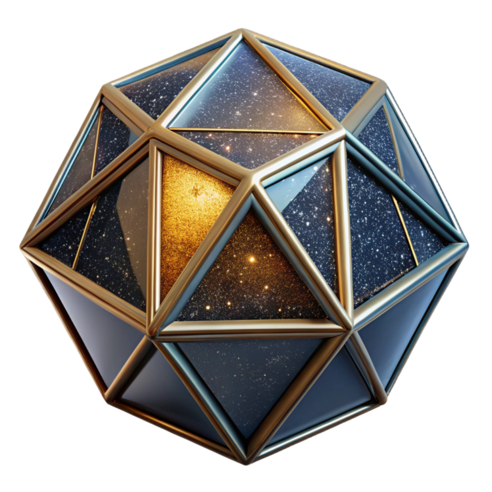 extraordinary creative Wireframe Icosahedron 3d Model Isometric View Isolated high quality png