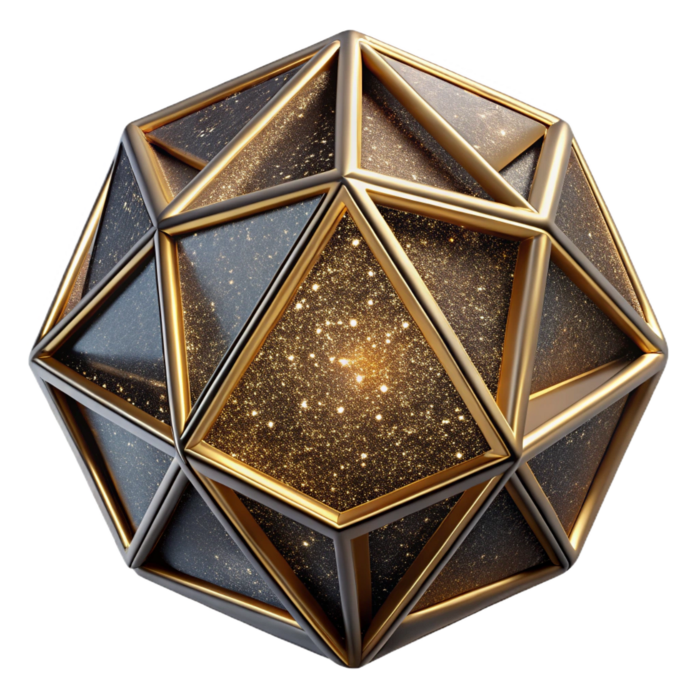 stunning contemporary Wireframe Icosahedron Rotating Animation Frame Cutout premium png