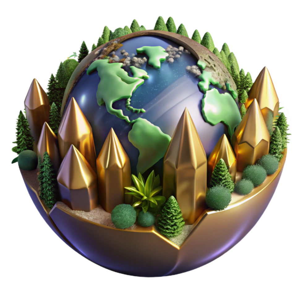 serene creative World Map with Forest Regions Highlighted Cutout Element professional png