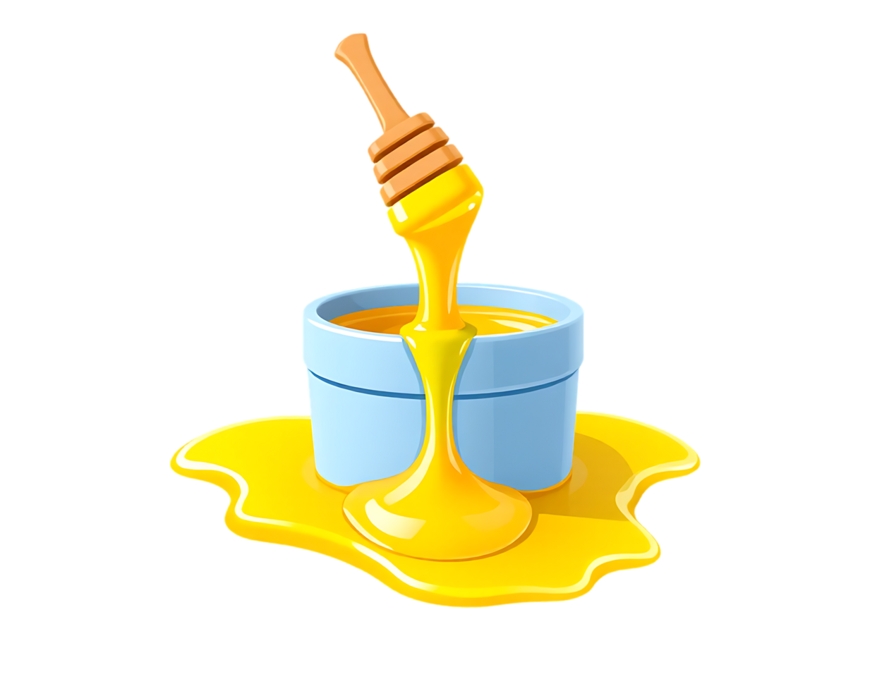 Honey dripping from a honey dipper into a jar, isolated on transparent background png