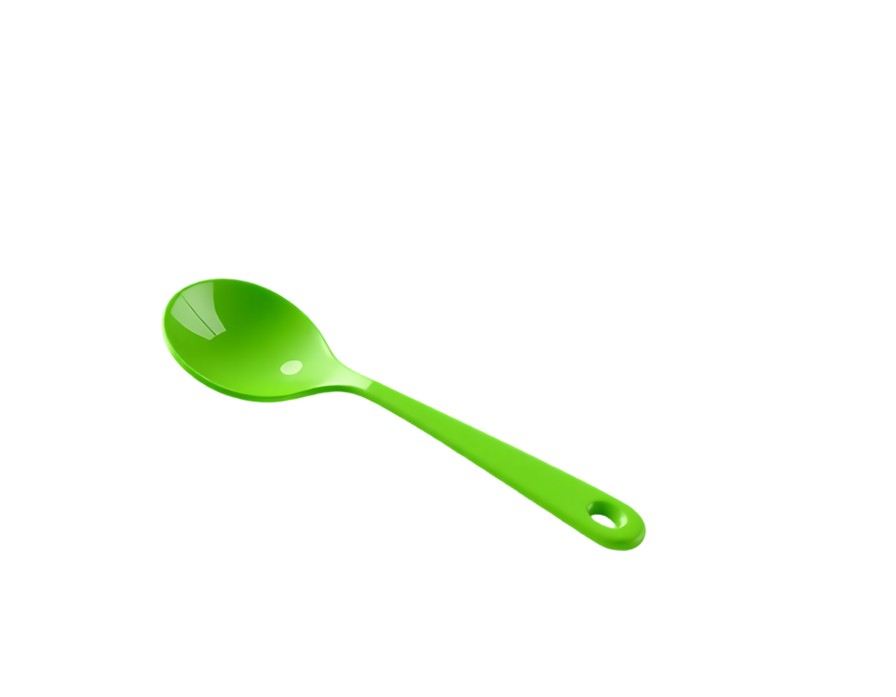 Green plastic spoon isolated on transparent background png