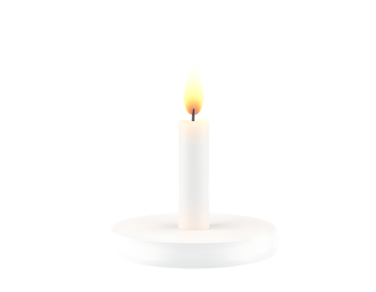 Elegant White Candle with Flame Isolated on a Transparent Background png