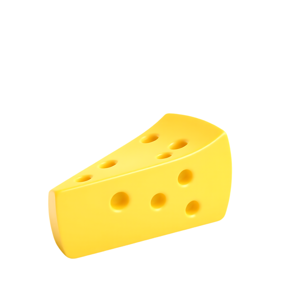 A delicious piece of yellow swiss cheese with multiple holes, perfect for a snack. png
